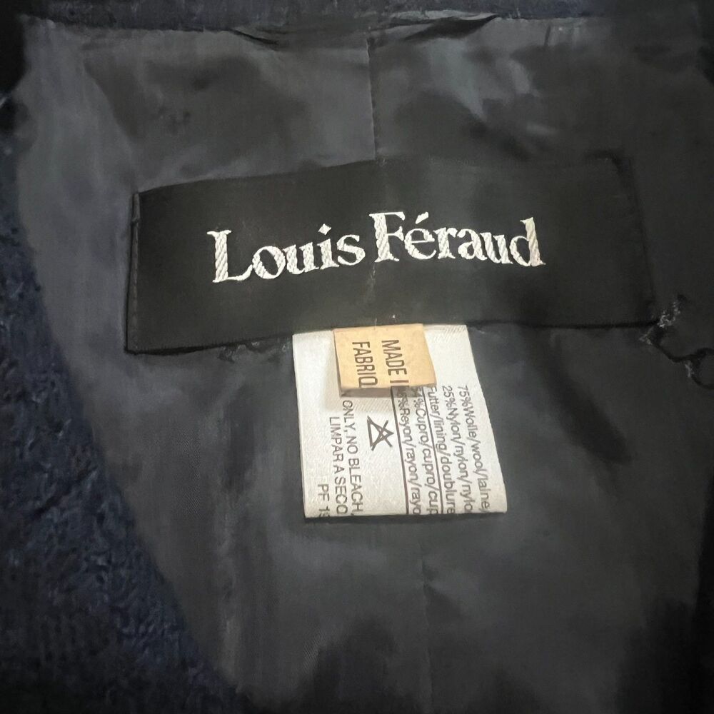 Louis Feraud Women’s Wool Blend Blazer Jacket Navy Gold Button Trim Size 44 US14 - Picture 9 of 12